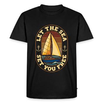 Sailing Let The Sea Set You Free Loves Boating - Men's Premium Organic T-Shirt - black - Front - Nico (187cm)