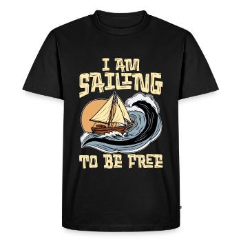 Voile Je navigue pour être libre Passionné de bateau - T-shirt Premium bio Homme - noir - Devant - Nico (187cm)