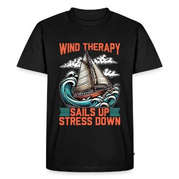 Sailing Wind Therapy Sails Up Maritime Boating - Men's Premium Organic T-Shirt - black - Front - Nico (187cm)