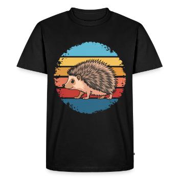Retro Vintage Hedgehog Animal Lover Nature Gifts - Men's Premium Organic T-Shirt - black - Front - Nico (187cm)