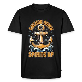 Sailing Anchor Down Spirits Up Loves Sailing Boat - Men's Premium Organic T-Shirt - black - Front - Nico (187cm)