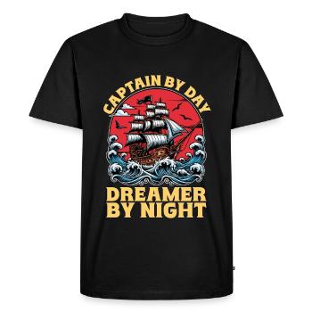 Sailing Captain By Day Dreamer By Night Fisherman - Men's Premium Organic T-Shirt - black - Front - Nico (187cm)