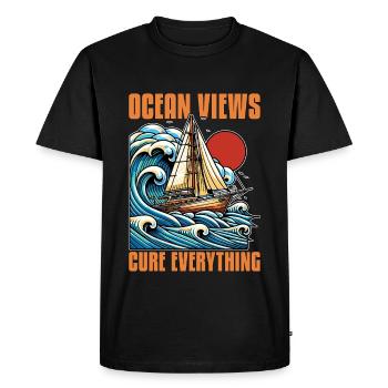 Sailing Ocean Views Cure Everything Fisherman - Men's Premium Organic T-Shirt - black - Front - Nico (187cm)