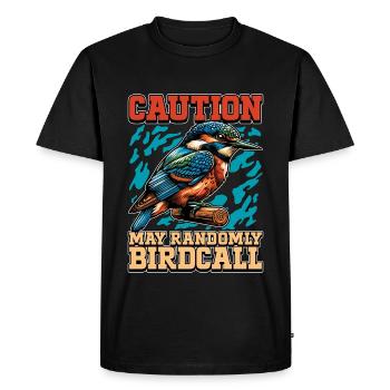 Ornithologie Attention Peut Observation aléatoire des oiseaux - T-shirt Premium bio Homme - noir - Devant - Nico (187cm)