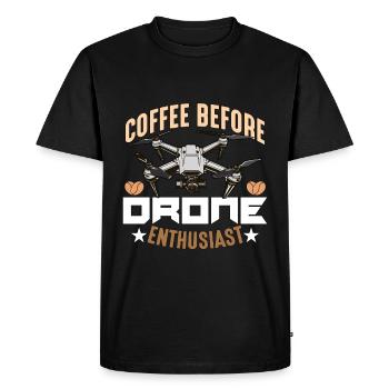 Drone Enthusiast Coffee Quadcopter Coffee Lover - Men's Premium Organic T-Shirt - black - Front - Nico (187cm)