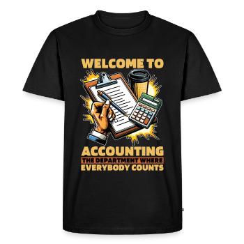 Comptabilité Bienvenue à la comptabilité Le comptable - T-shirt Premium bio Homme - noir - Devant - Nico (187cm)