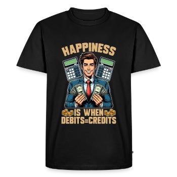 Le bonheur comptable, c’est quand débite Tableur - T-shirt Premium bio Homme - noir - Devant - Nico (187cm)