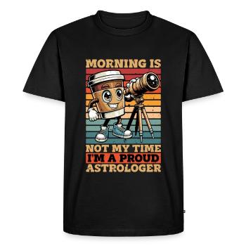 Astrologue Le matin n’est pas mon heure Je suis astronome - T-shirt Premium bio Homme - noir - Devant - Nico (187cm)