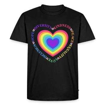 Diversity Kindness Peace Equality Love Inclusion - Men's Premium Organic T-Shirt - black - Front - Nico (187cm)