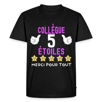 Collègue 5 étoiles message drôle départ entreprise - T-shirt Premium bio Homme - noir - Devant - Nico (187cm)