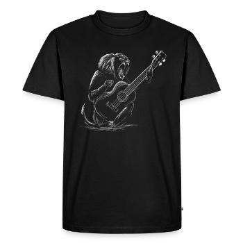 Singe au ukulélé – Music Design - T-shirt Premium bio Homme - noir - Devant - Nico (187cm)