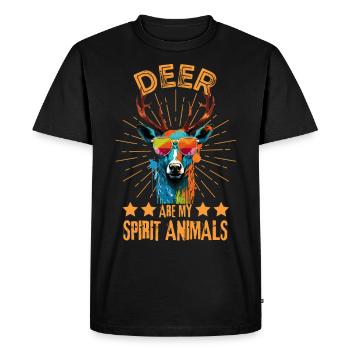 Deer with sunglasses - Men's Premium Organic T-Shirt - black - Front - Nico (187cm)