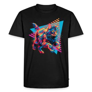 Maine Coon Style des années 80 - T-shirt Premium bio Homme - noir - Devant - Nico (187cm)