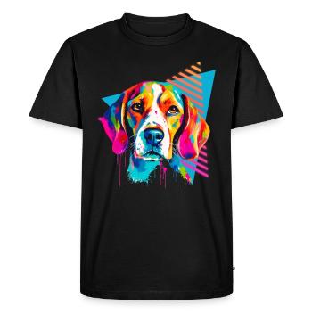 Beagle Style des années 80 - T-shirt Premium bio Homme - noir - Devant - Nico (187cm)