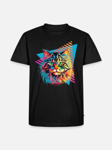 Siberian cat 80s style - Men's Premium Organic T-Shirt - black
