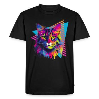 Maine Coon Style des années 80 - T-shirt Premium bio Homme - noir - Devant - Nico (187cm)