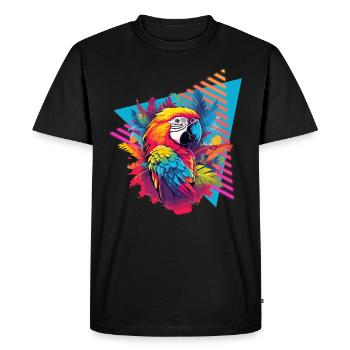 Parrot style années 80 - T-shirt Premium bio Homme - noir - Devant - Nico (187cm)