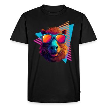Capybara avec lunettes de soleil style années 80 - T-shirt Premium bio Homme - noir - Devant - Nico (187cm)