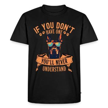 Doberman avec des lunettes de soleil - T-shirt Premium bio Homme - noir - Devant - Nico (187cm)