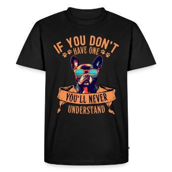Bouledogue français avec lunettes de soleil - T-shirt Premium bio Homme - noir - Devant - Nico (187cm)