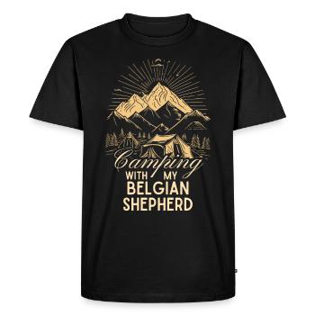 Belgian Shepherd Camping - Men's Premium Organic T-Shirt - black - Front - Nico (187cm)