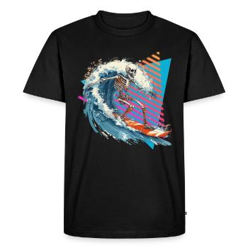 Skeleton Surfer des années 80 - T-shirt Premium bio Homme - noir - Devant - Nico (187cm)