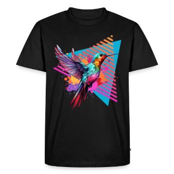 Colibri coloré Éclaboussure de peinture Éclaboussure de peinture - T-shirt Premium bio Homme - noir - Devant - Nico (187cm)