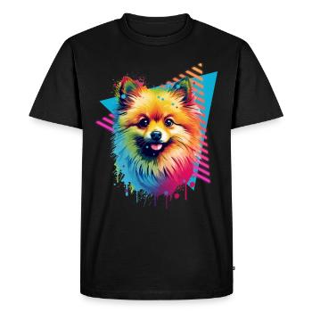 Poméranien coloré, éclaboussures de peinture, éclaboussures de peinture - T-shirt Premium bio Homme - noir - Devant - Nico (187cm)