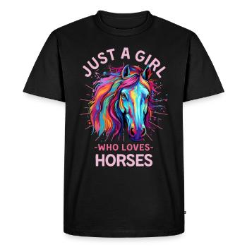 Fille De Cheval Colorée Femmes - T-shirt Premium bio Homme - noir - Devant - Nico (187cm)