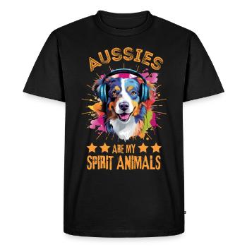 Berger australien coloré avec des écouteurs - T-shirt Premium bio Homme - noir - Devant - Nico (187cm)