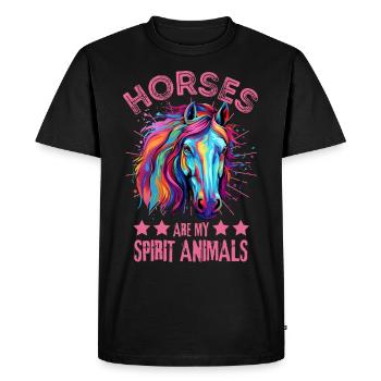 Des blobs de peinture pour chevaux colorés éclaboussent des éclaboussures - T-shirt Premium bio Homme - noir - Devant - Nico (187cm)
