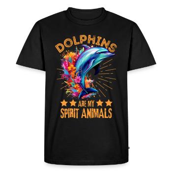 Colorful dolphin paint blobs paint splashes - Men's Premium Organic T-Shirt - black - Front - Nico (187cm)