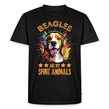 Colorful beagle with headphones - Men's Premium Organic T-Shirt - black - Front - Nico (187cm)