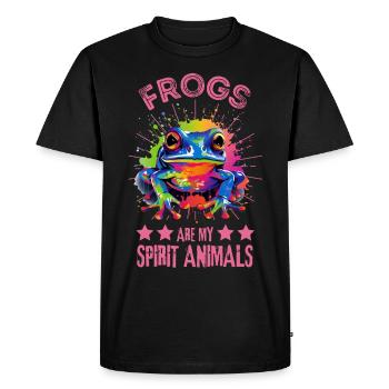 Éclaboussures de peinture de grenouille colorée - T-shirt Premium bio Homme - noir - Devant - Nico (187cm)