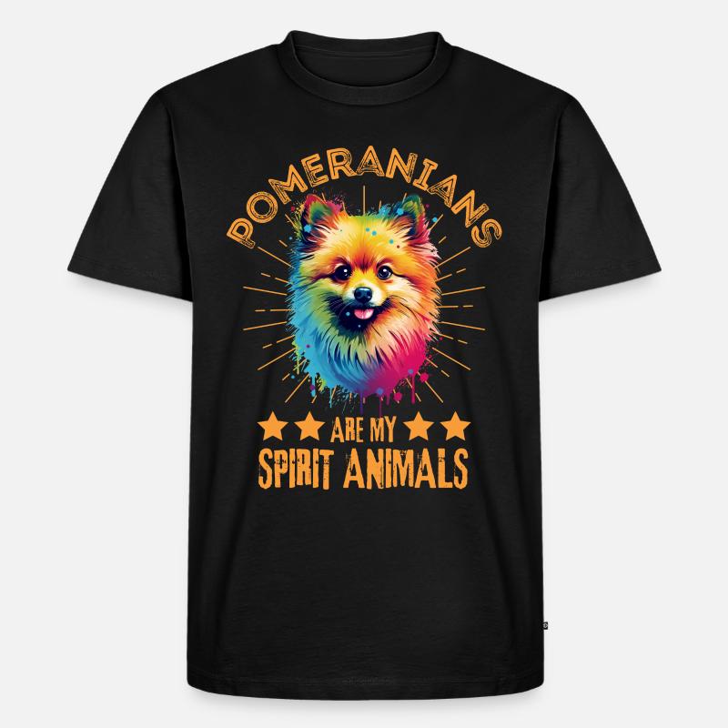 Bunter Zwergspitz Farbkleckse Farbspritzer - Männer Premium Bio T-Shirt - Schwarz