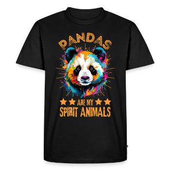 Colorful panda paint blobs paint splashes - Men's Premium Organic T-Shirt - black - Front - Nico (187cm)