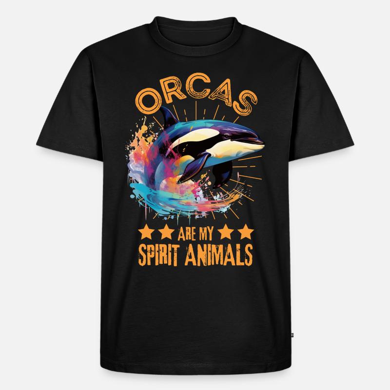 Bunter Schwertwal Orca - Männer Premium Bio T-Shirt - Schwarz