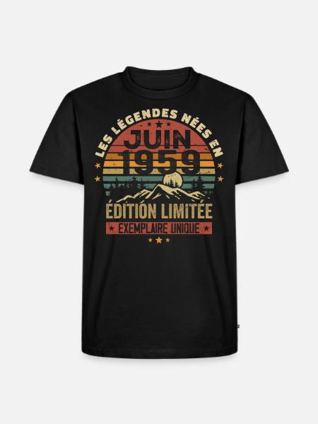 Geboren in juni 1959 Vintage juni 1959 verjaardag - Mannen Premium Bio T-shirt - zwart
