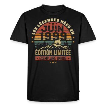 Nées En Juin 1999 Vintage Juin 1999 Anniversaire - T-shirt Premium bio Homme - noir - Devant - Nico (187cm)