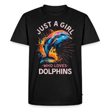 Dolphin Paint Splash Saying for Women - Men's Premium Organic T-Shirt - black - Front - Nico (187cm)