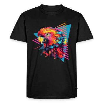 Colorful Parrot Paint Splash - Men's Premium Organic T-Shirt - black - Front - Nico (187cm)