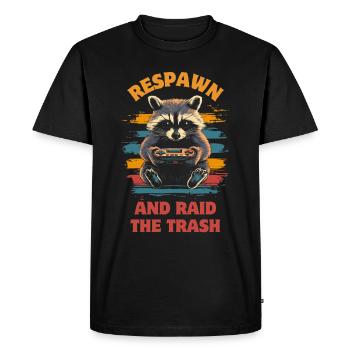 Raccoon Gaming Video Games Gamer - Men's Premium Organic T-Shirt - black - Front - Nico (187cm)