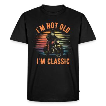 Motorcycle Vintage Pensioner I'm not old I'm classic - Men's Premium Organic T-Shirt - black - Front - Nico (187cm)