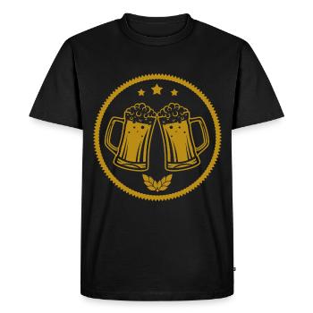 Bière - Bière / Mug à bière - Bouteille de bière Baril de bière - T-shirt Premium bio Homme - noir - Devant - Nico (187cm)