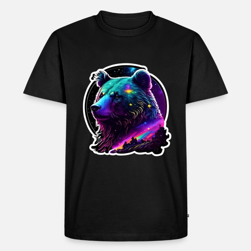 Psychedelic Bear - Männer Premium Bio T-Shirt - Schwarz
