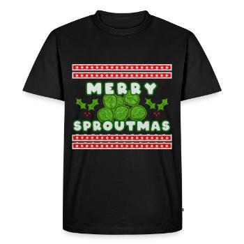 Festive Greenery: Merry Sproutmas - Men's Premium Organic T-Shirt - black - Front - Nico (187cm)