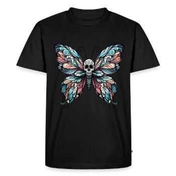Gloomy butterfly with skull - Men's Premium Organic T-Shirt - black - Front - Nico (187cm)