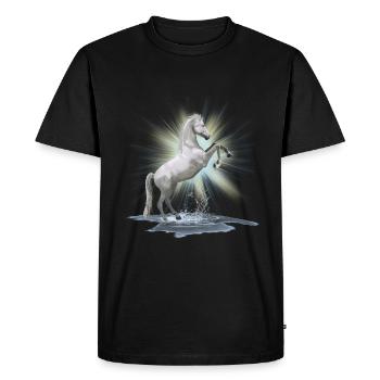 Chemise des chevaux - cheval blanc , moisissure - T-shirt Premium bio Homme - noir - Devant - Nico (187cm)