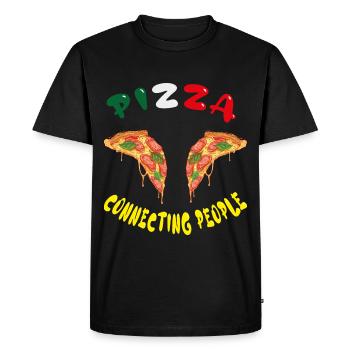 Pizza, connecter les gens, les amis - T-shirt Premium bio Homme - noir - Devant - Nico (187cm)