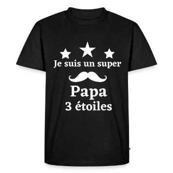 Je suis un super papa 3 étoiles - T-shirt Premium bio Homme - noir - Devant - Nico (187cm)